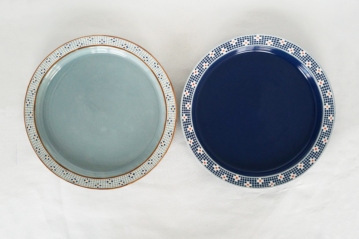007 リム皿 (L) 水色/ネイビー