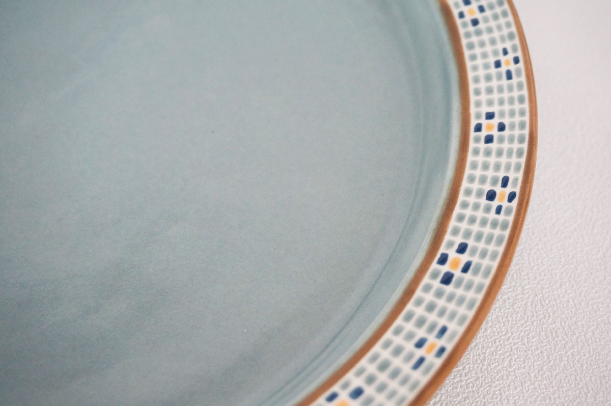 007 リム皿 (L) 水色/ネイビー