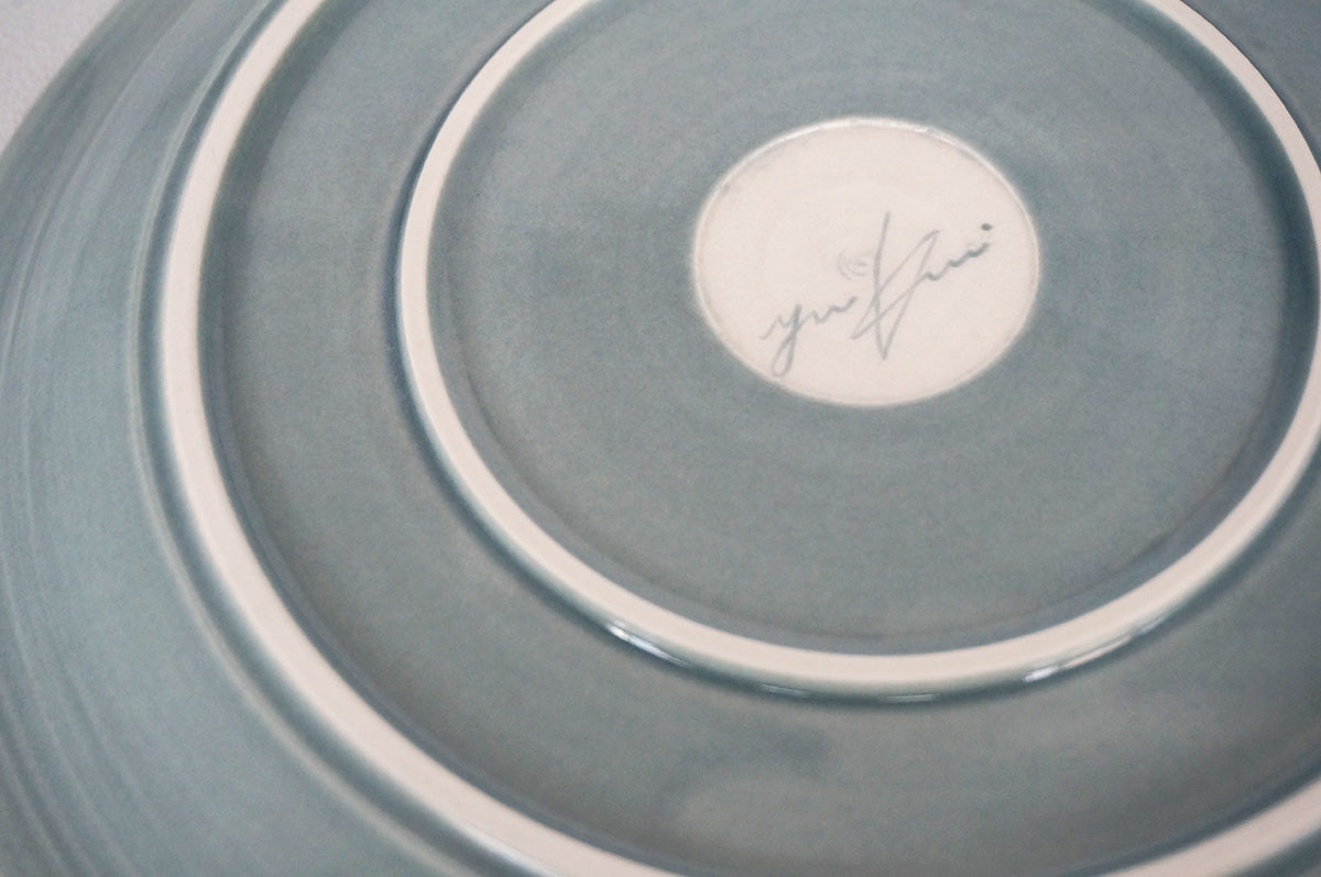 007 リム皿 (L) 水色/ネイビー