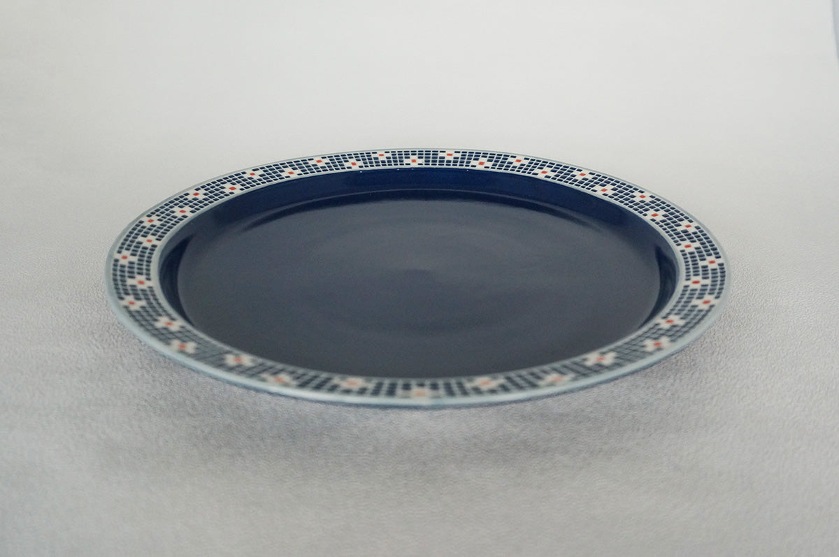 007 リム皿 (L) 水色/ネイビー