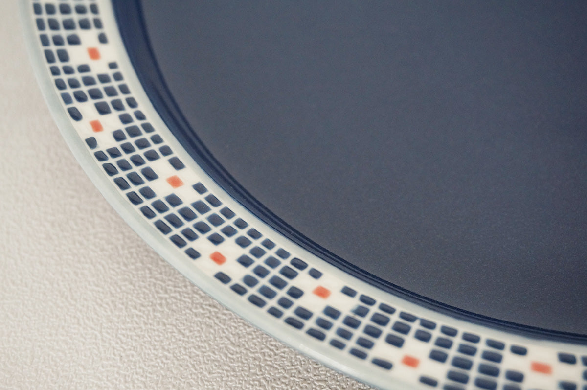 007 リム皿 (L) 水色/ネイビー