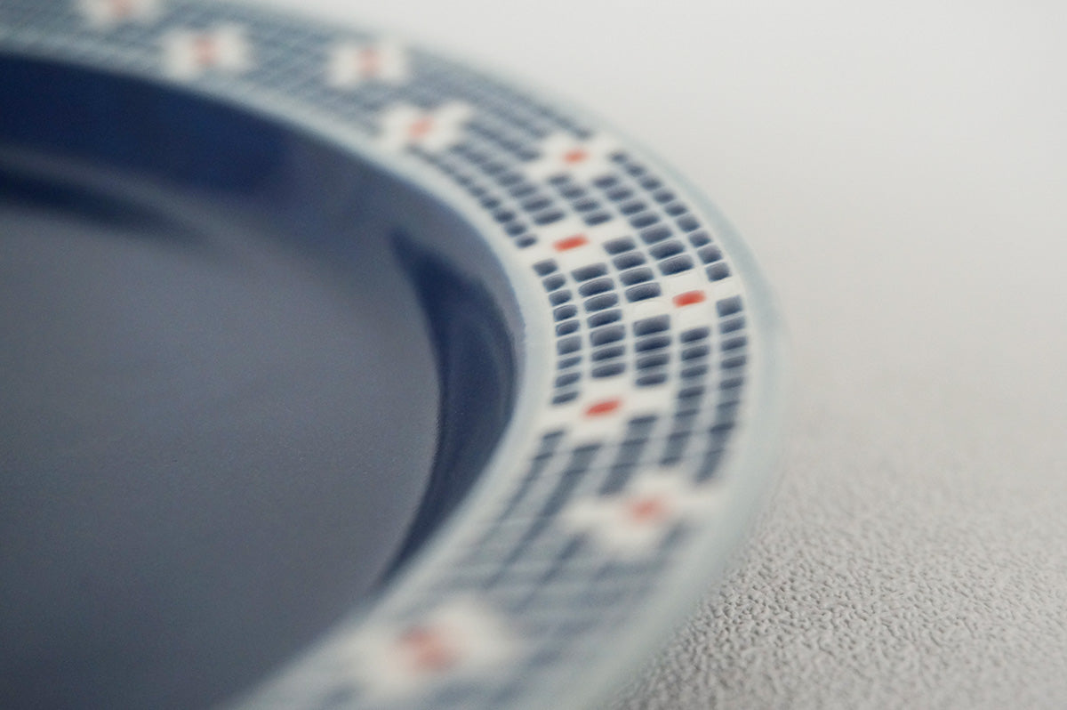 007 リム皿 (L) 水色/ネイビー