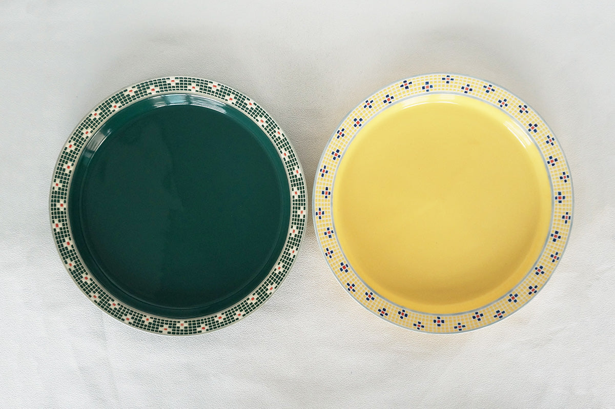 007 リム皿 (L) グリーン/イエロー