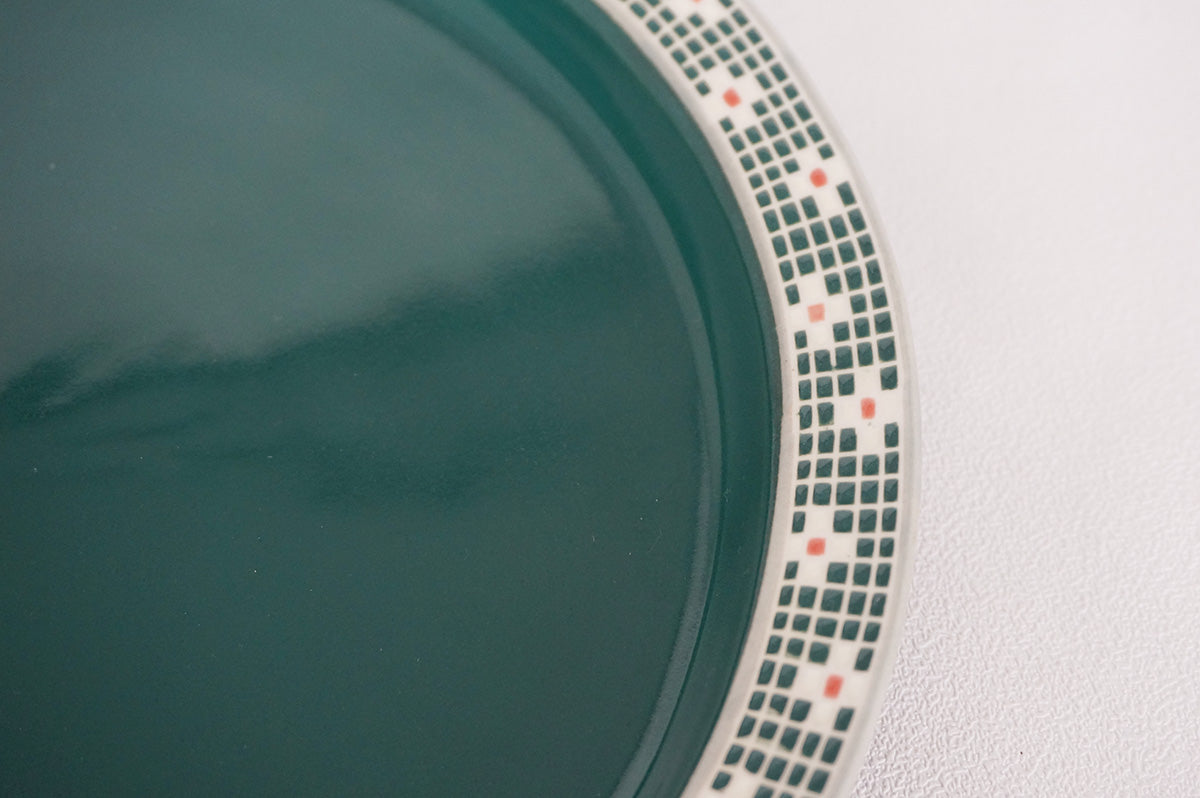 007 リム皿 (L) グリーン/イエロー