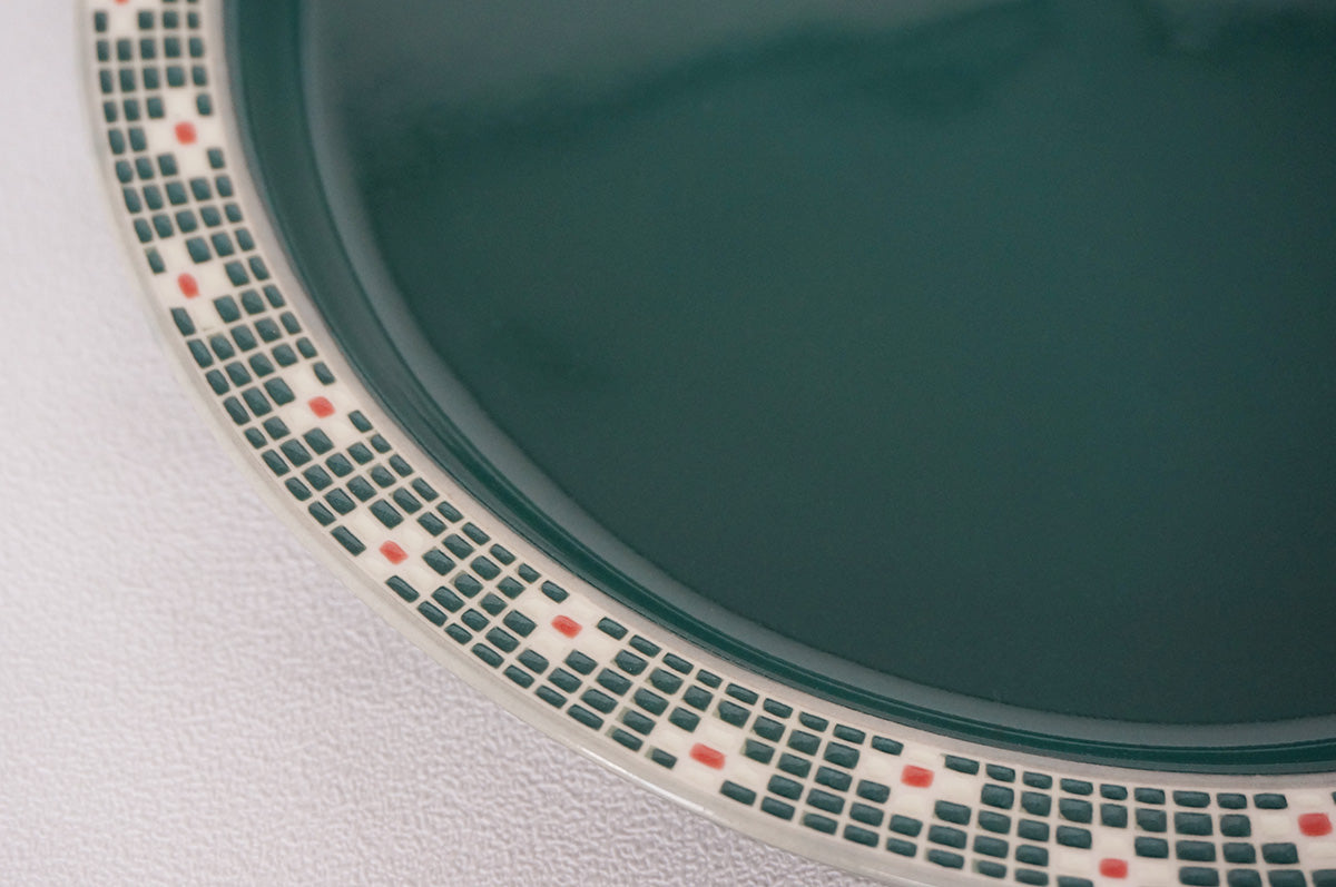 007 リム皿 (L) グリーン/イエロー