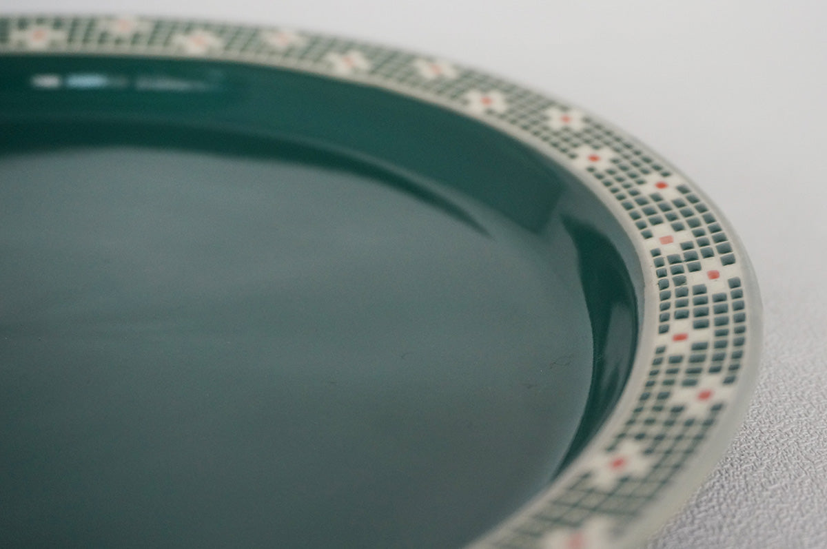 007 リム皿 (L) グリーン/イエロー