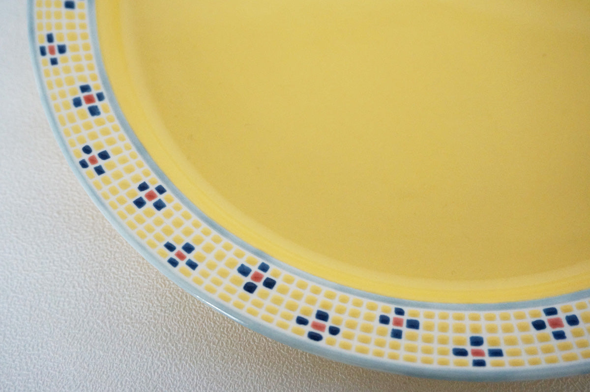 007 リム皿 (L) グリーン/イエロー