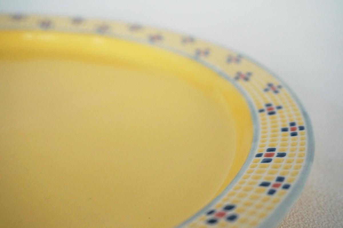 007 リム皿 (L) グリーン/イエロー