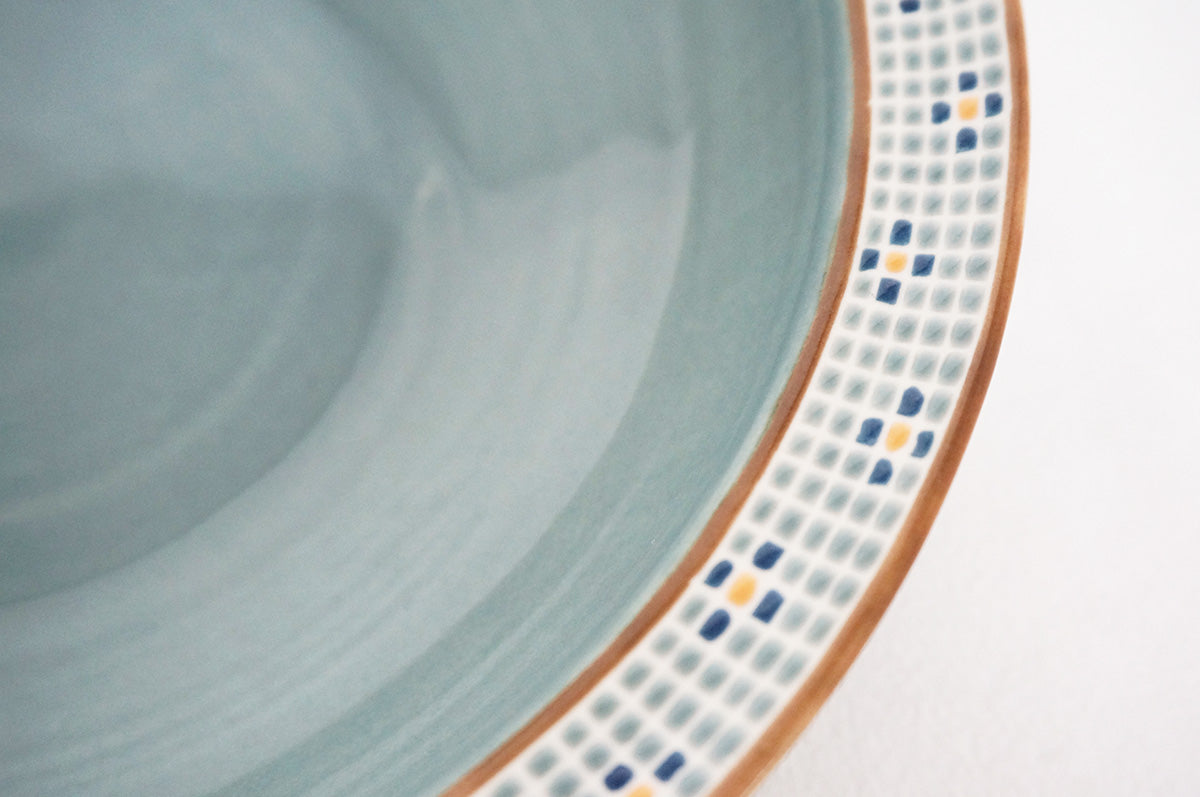 008 パスタ皿 (L) 水色/ネイビー