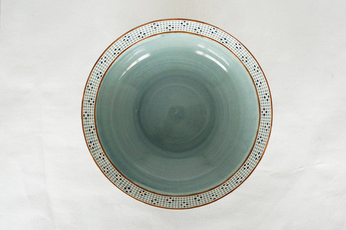 008 パスタ皿 (L) 水色/ネイビー