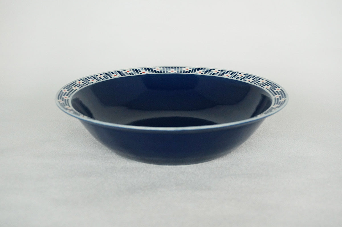 008 パスタ皿 (L) 水色/ネイビー