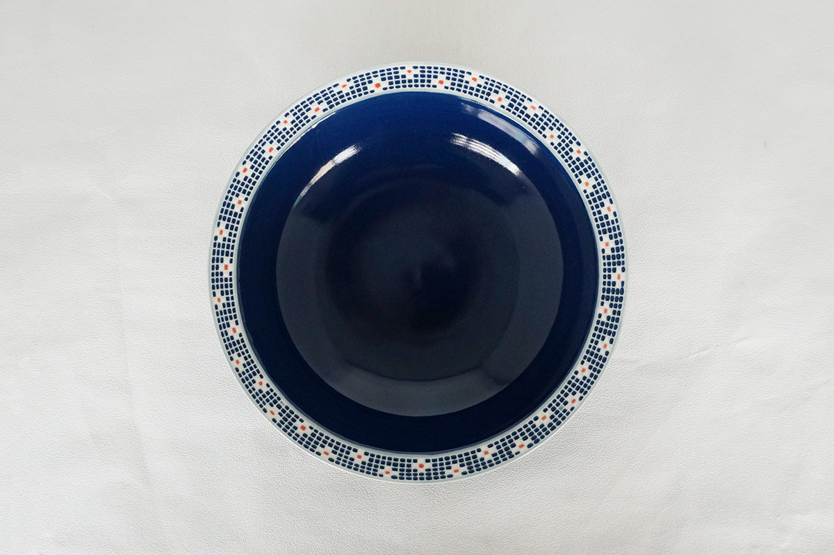 008 パスタ皿 (L) 水色/ネイビー