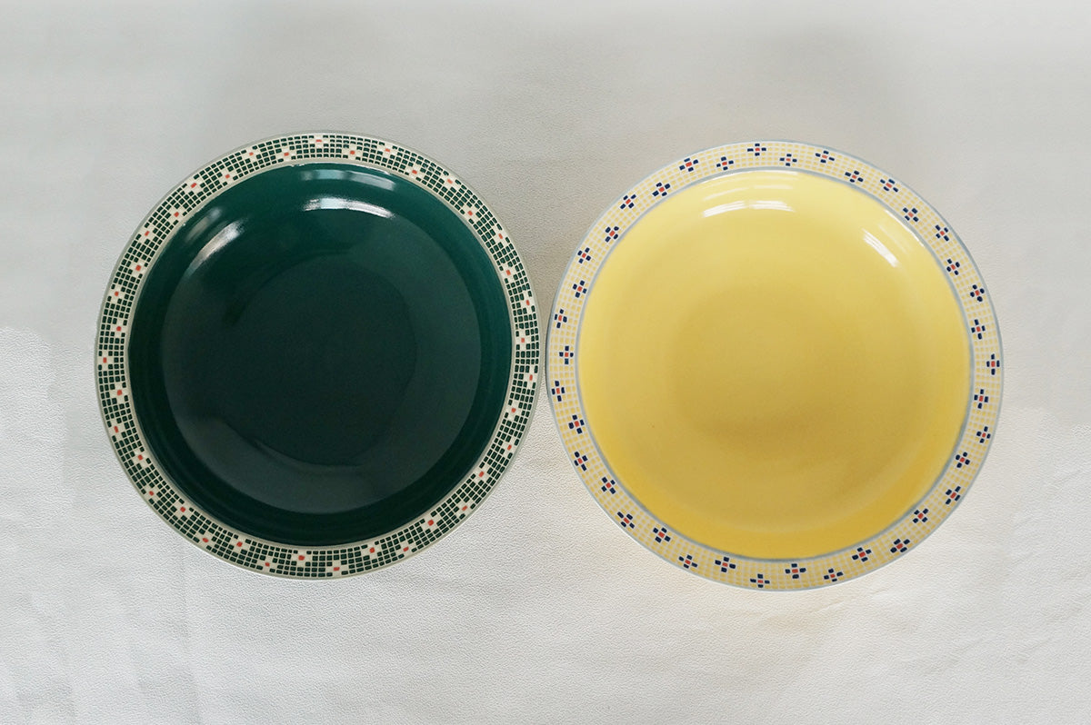 008 パスタ皿 (L) グリーン/イエロー