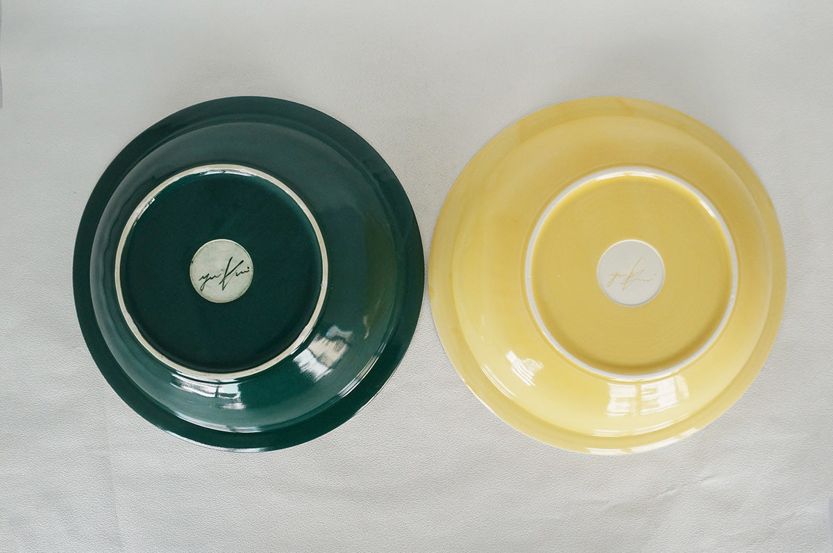 008 パスタ皿 (L) グリーン/イエロー