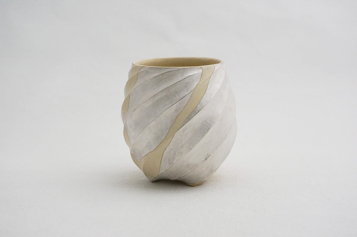 26 ホワイト Spiral 銀彩ロックカップ