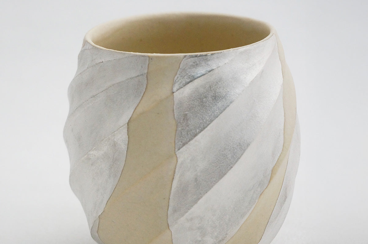 26 ホワイト Spiral 銀彩ロックカップ