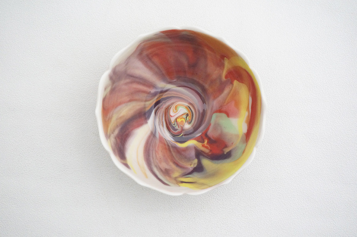 027 marble くびれ中鉢