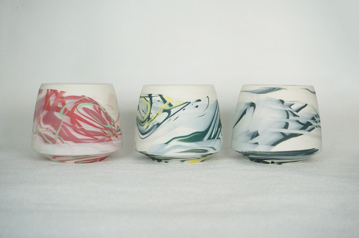 056 marble 富士型植木鉢 L