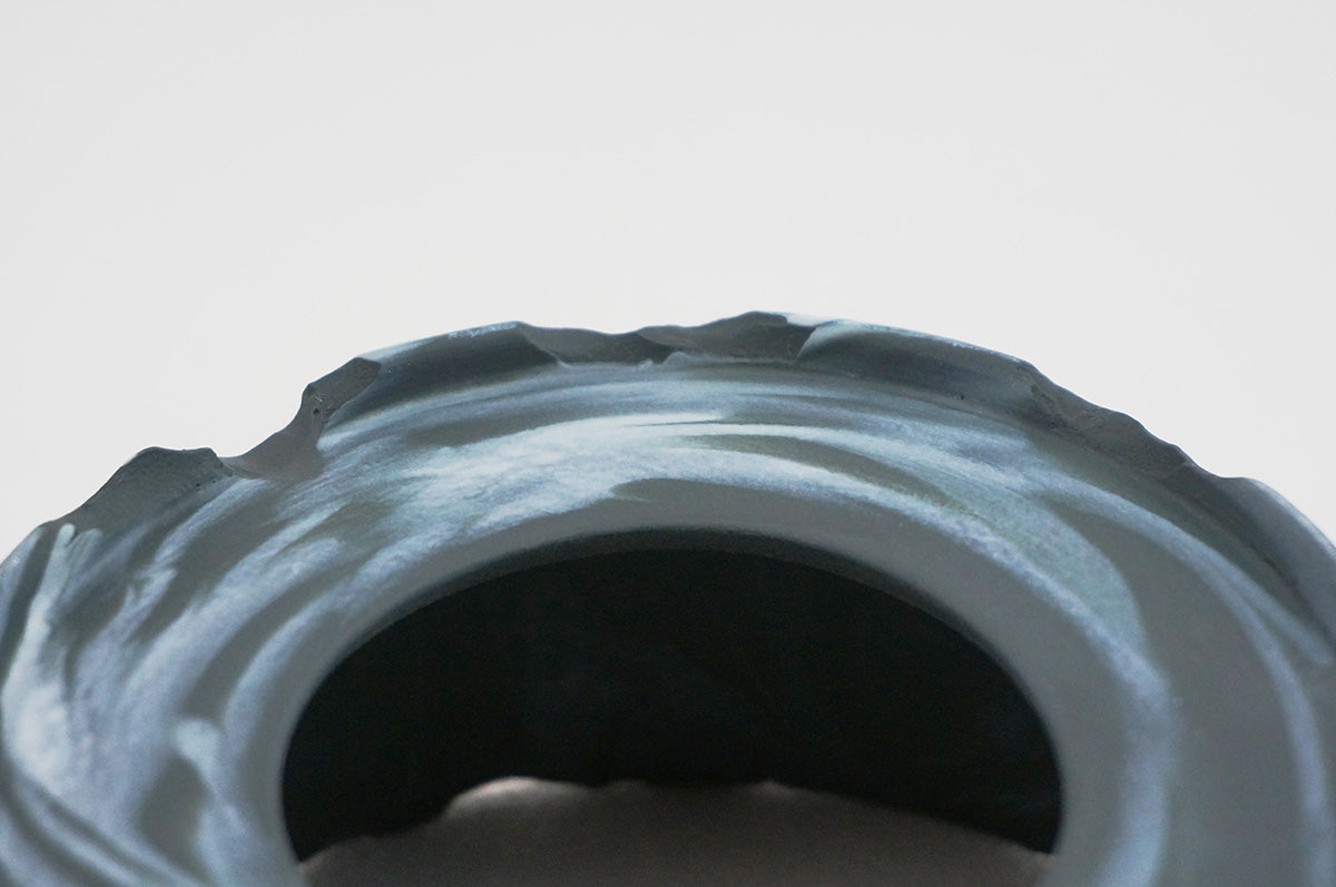 064 marble 円柱浅鉢