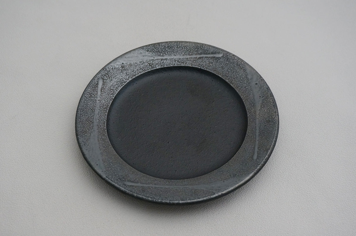 86 燻し銀彩 釉彩 5寸リム皿