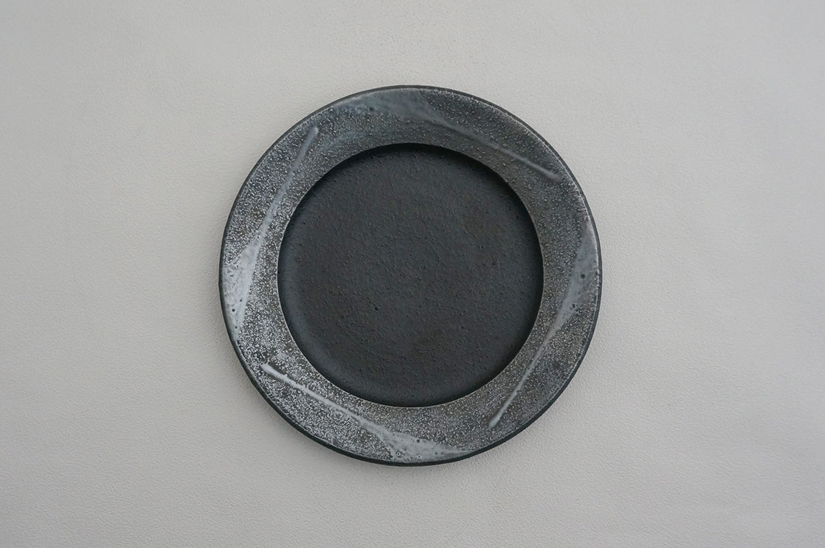 86 燻し銀彩 釉彩 5寸リム皿