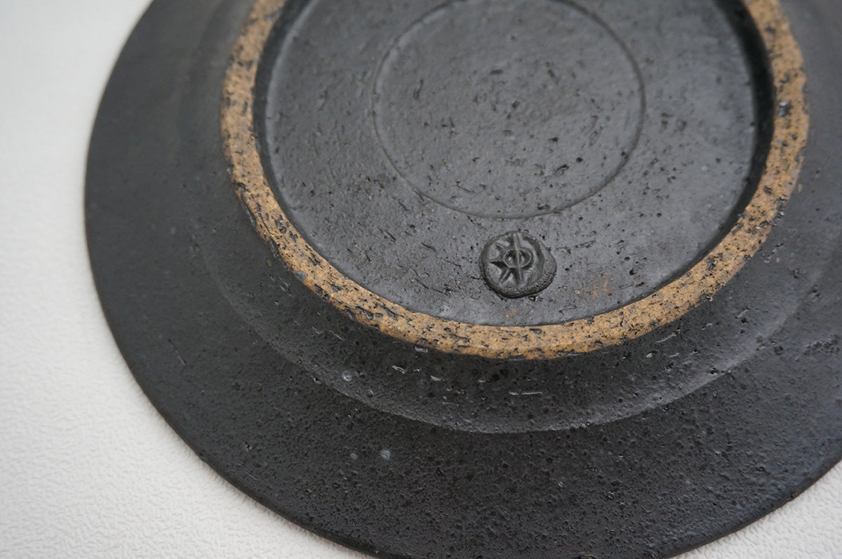 86 燻し銀彩 釉彩 5寸リム皿