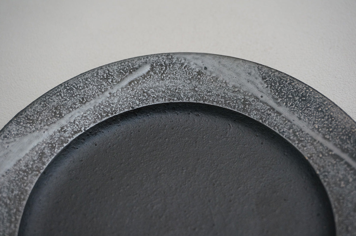 86 燻し銀彩 釉彩 5寸リム皿