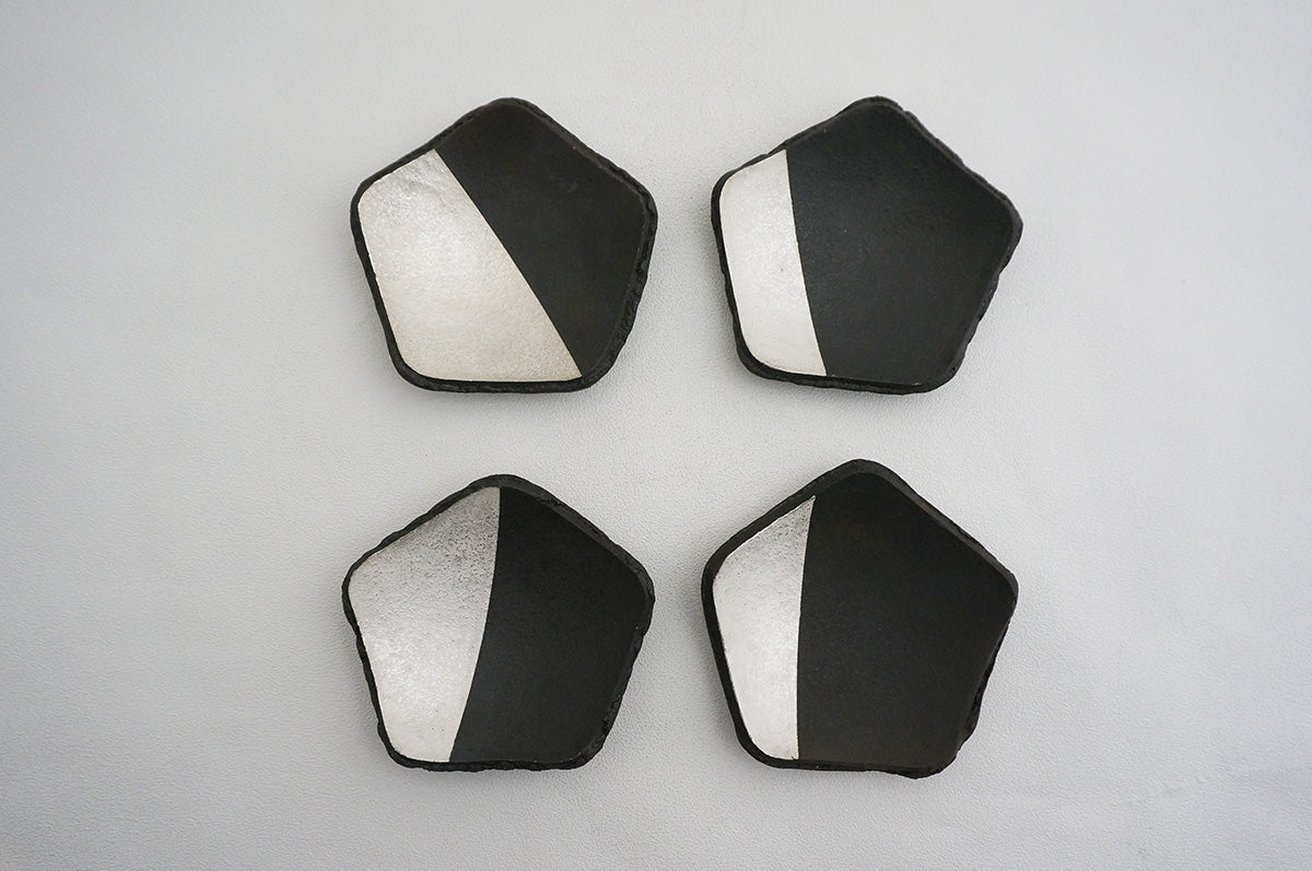 87 銀彩五角皿（ツートン）