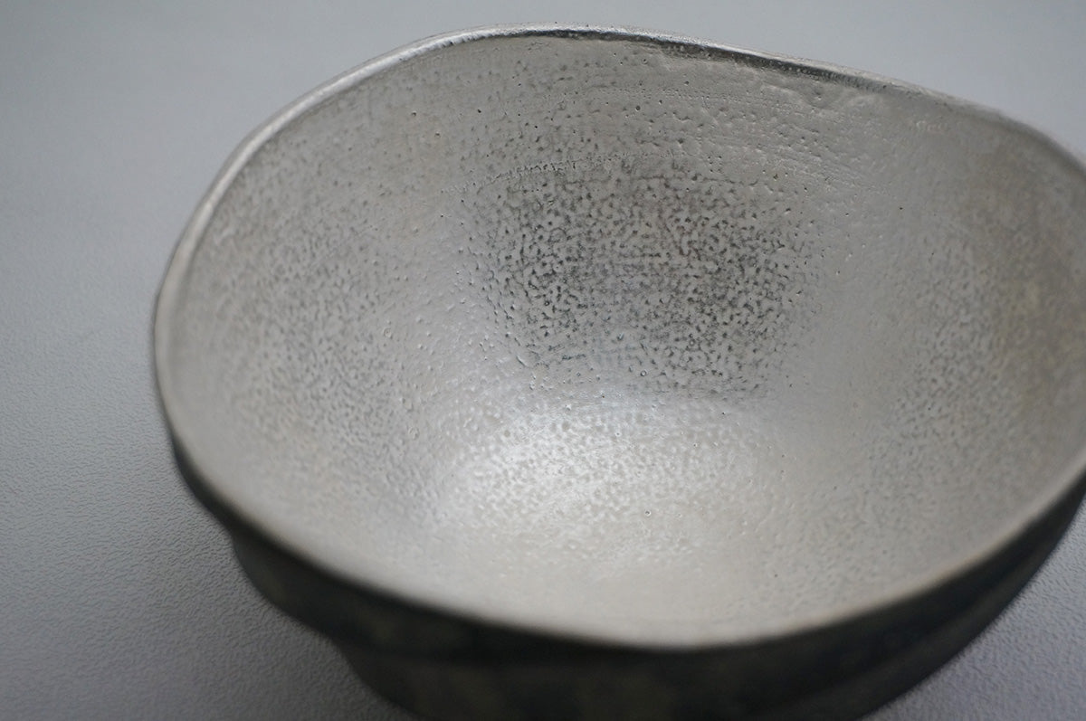95 炭化 Spiral 銀彩ボウル