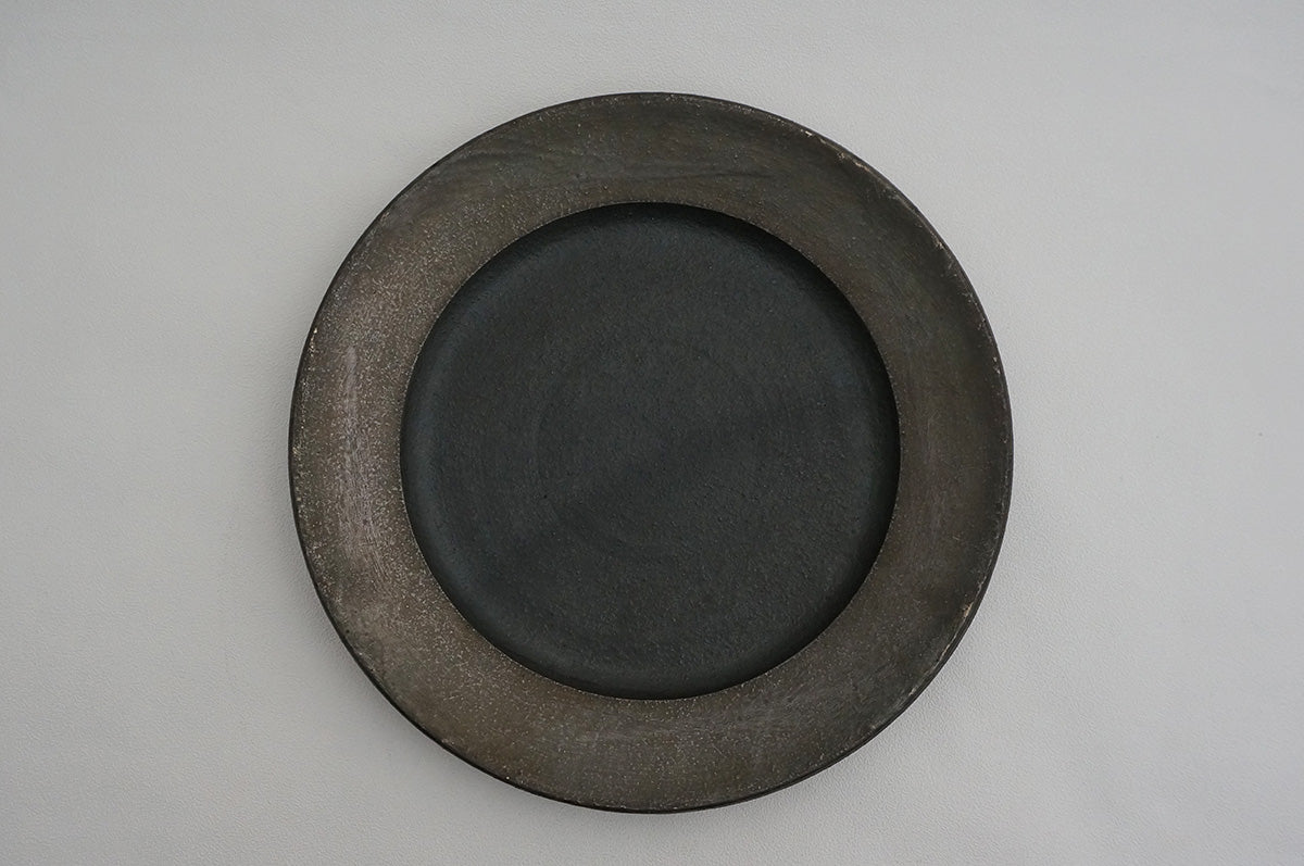 96 燻し銀彩 釉彩 8寸リム皿