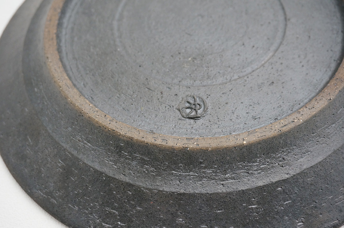 96 燻し銀彩 釉彩 8寸リム皿