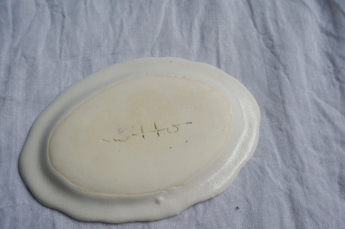 10 楕円リム小皿(白)