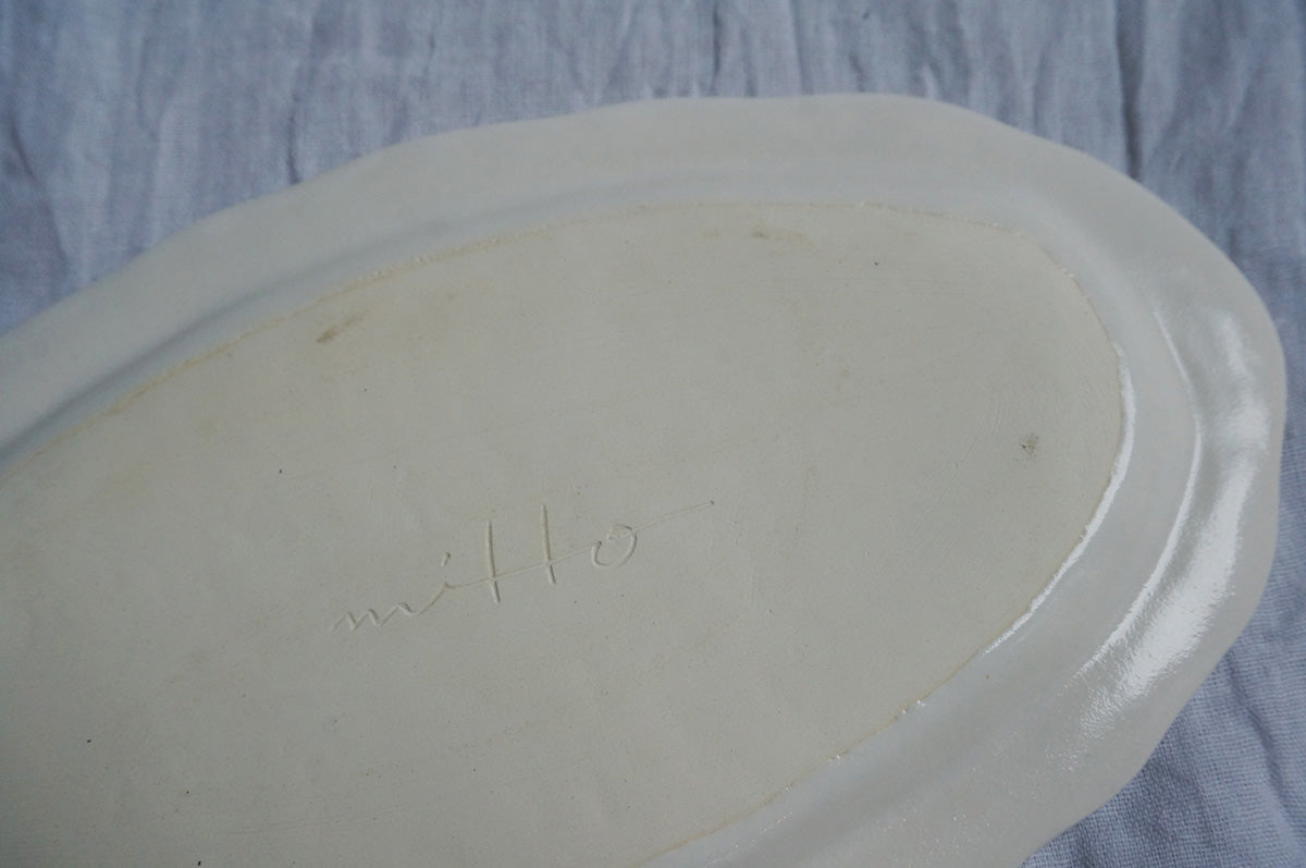 08 楕円リム皿(白)