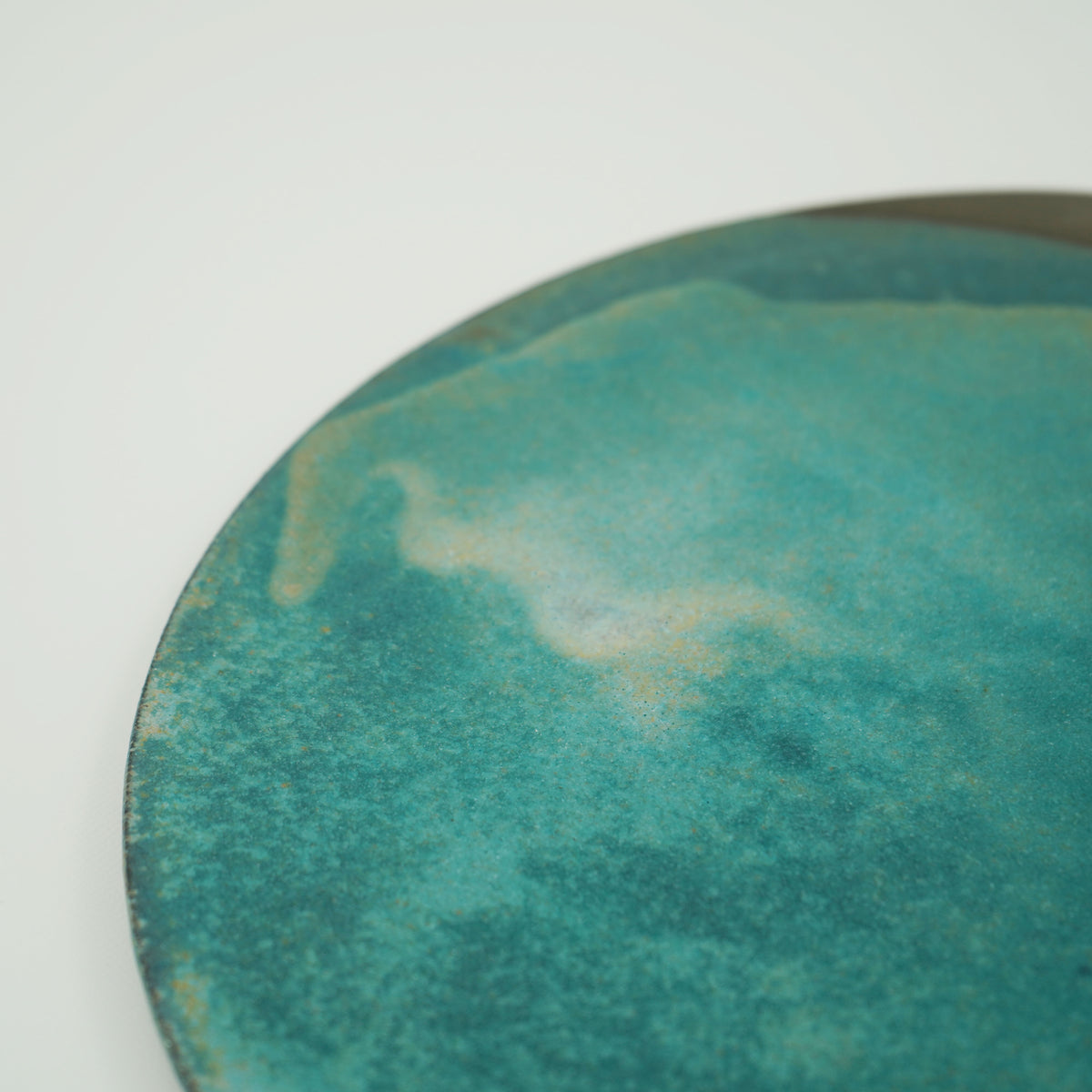 黒碧釉　8寸フラットプレート　月