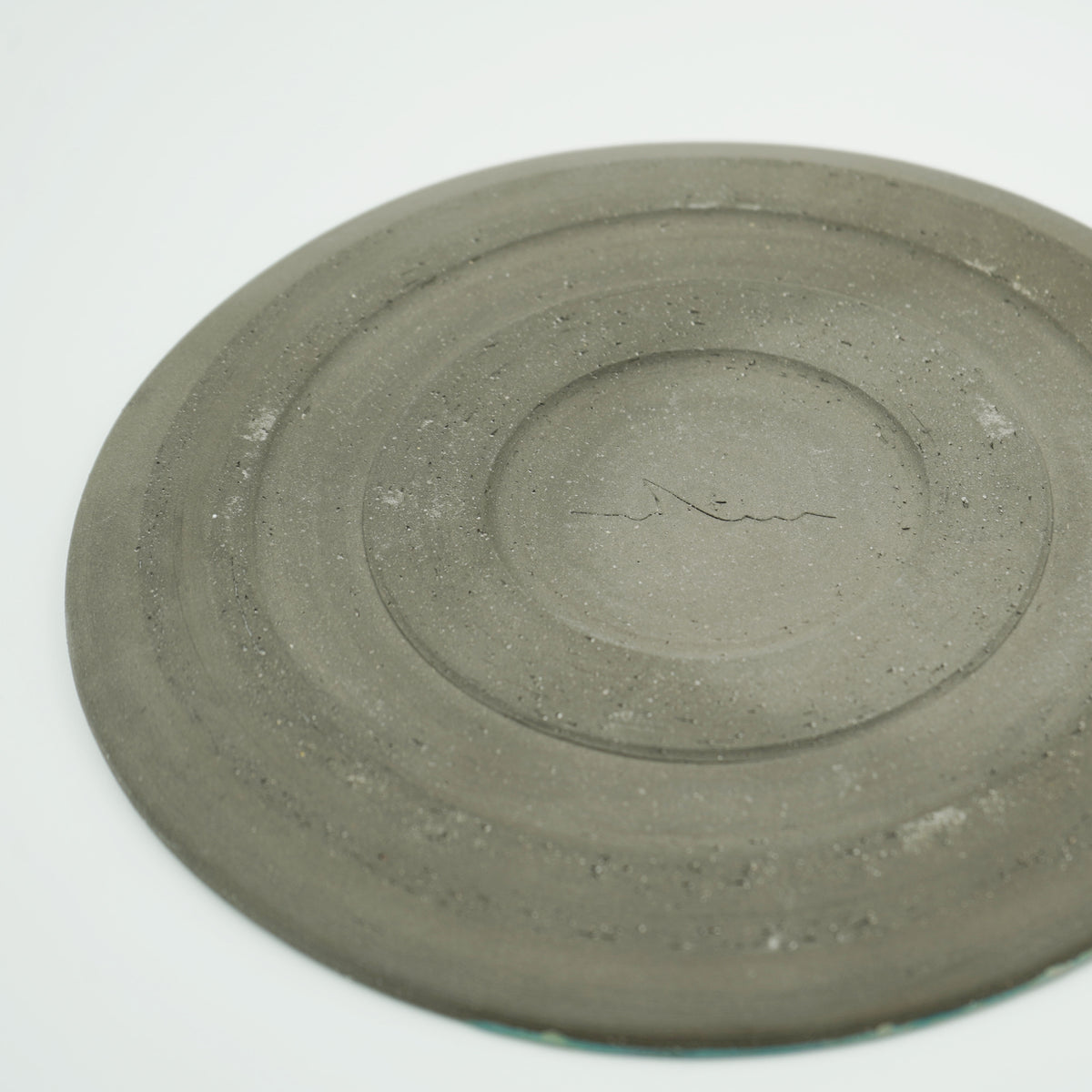 黒碧釉　8寸フラットプレート　月