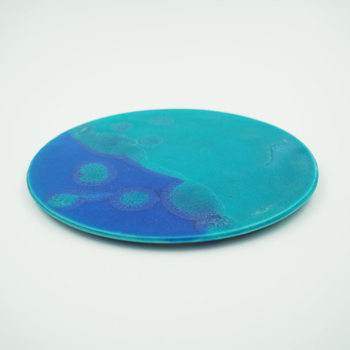 碧釉　6寸フラットプレート(バイカラー）