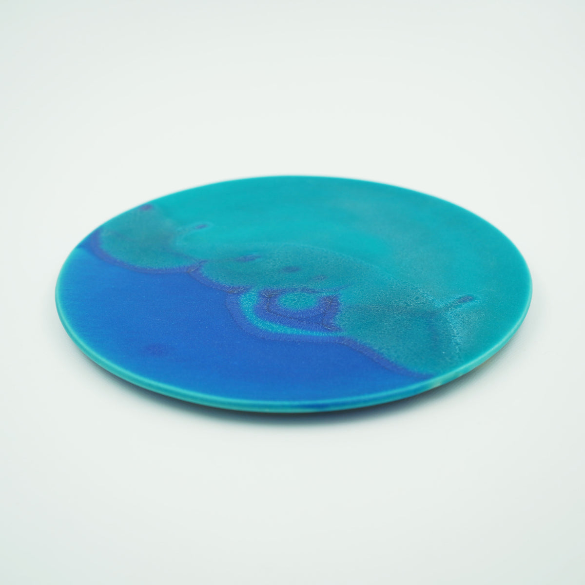 碧釉　6寸フラットプレート(バイカラー）