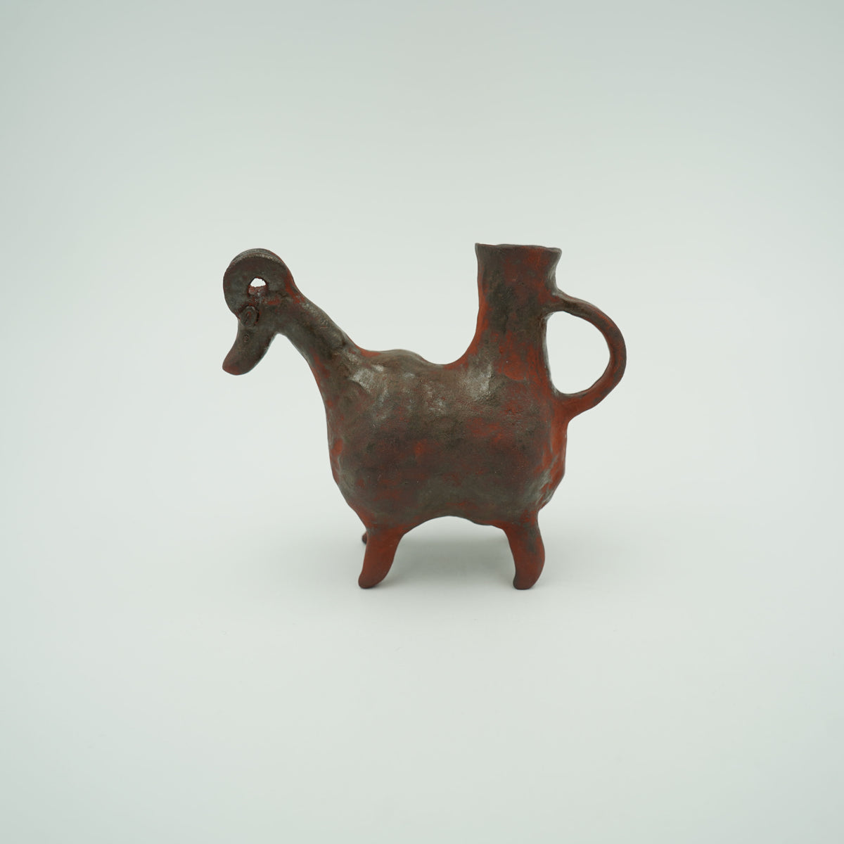 泥彩山羊一輪挿し　赤