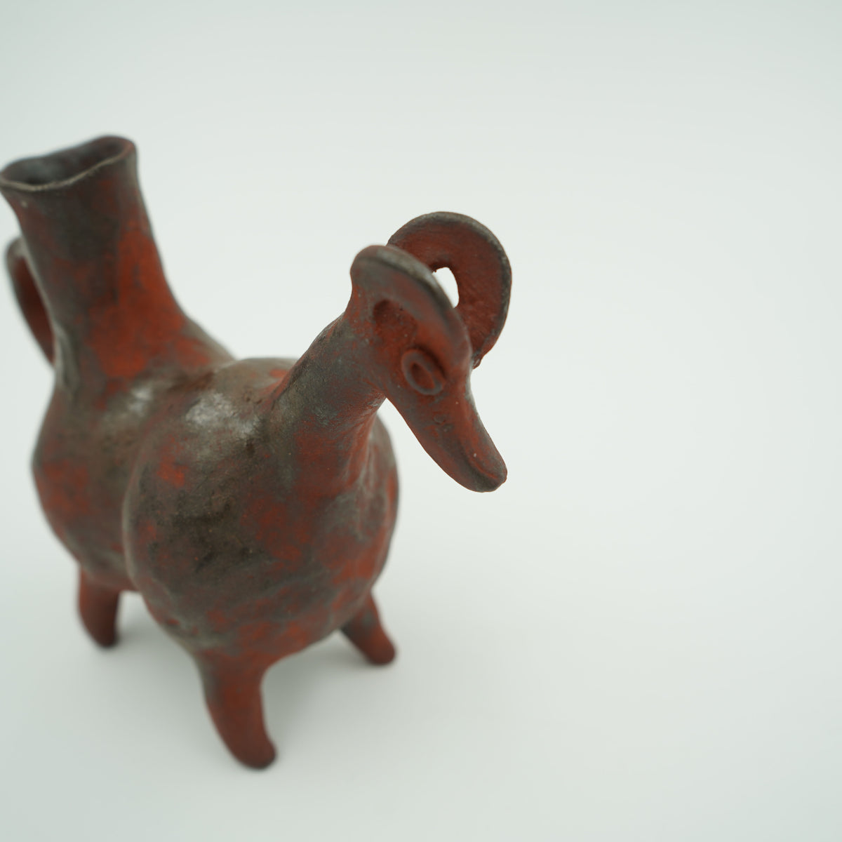 泥彩山羊一輪挿し　赤