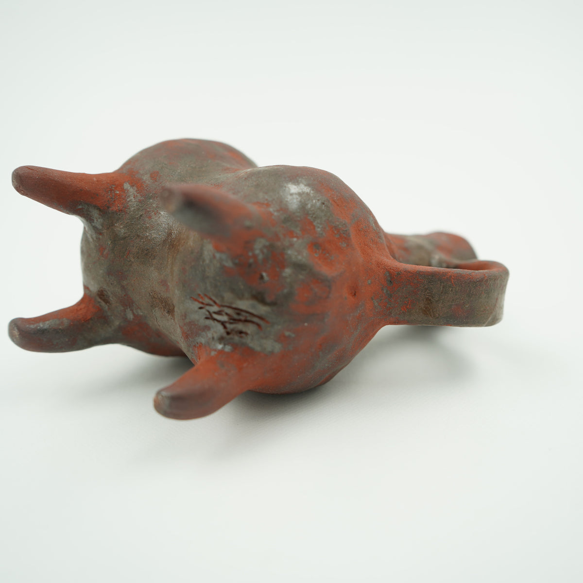 泥彩山羊一輪挿し　赤