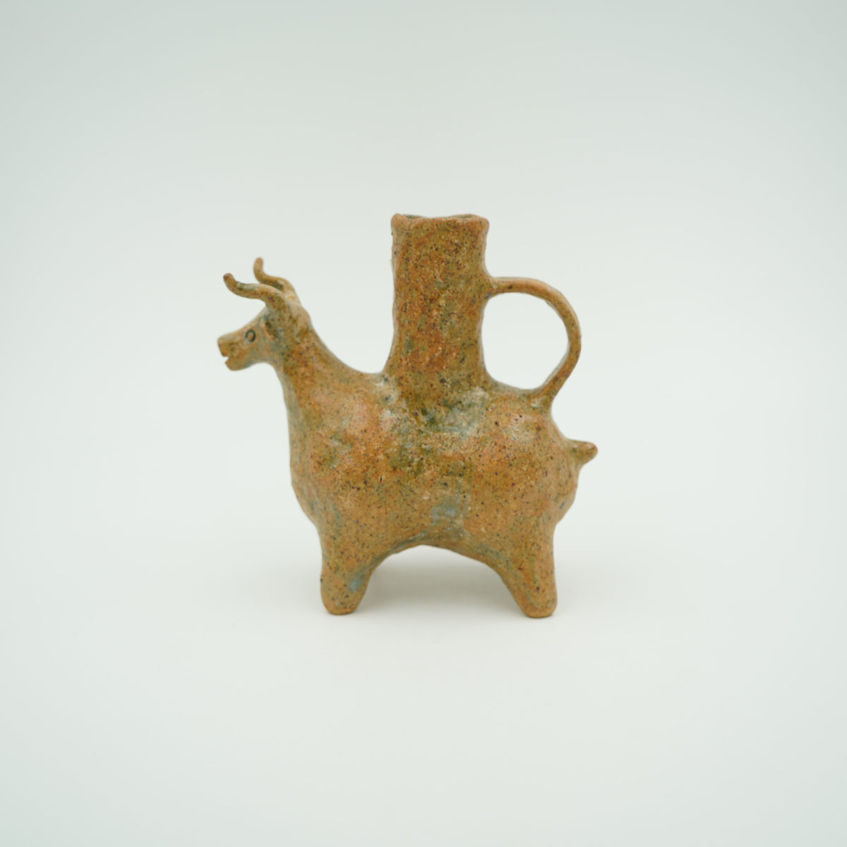 牛形一輪挿し　茶