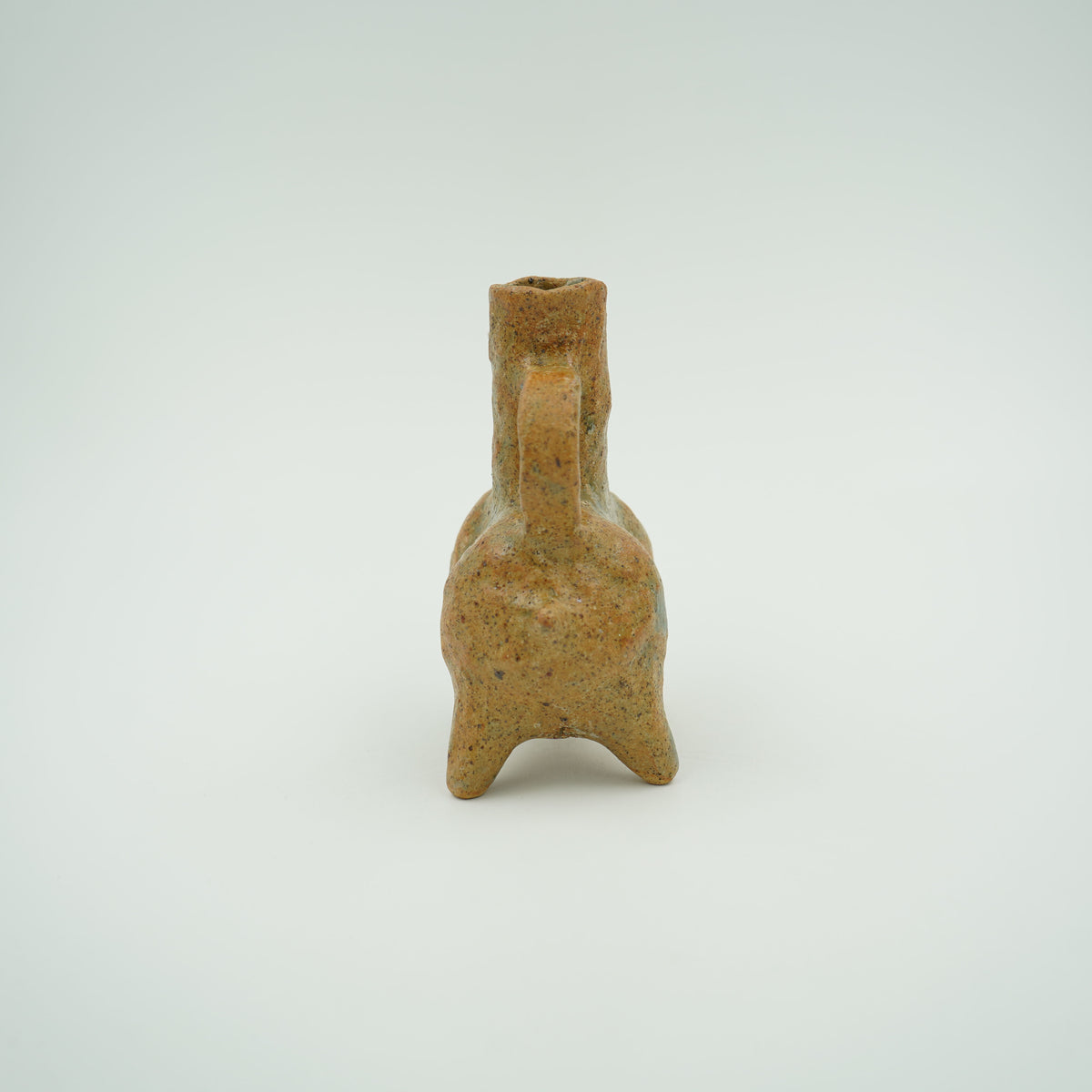 牛形一輪挿し　茶