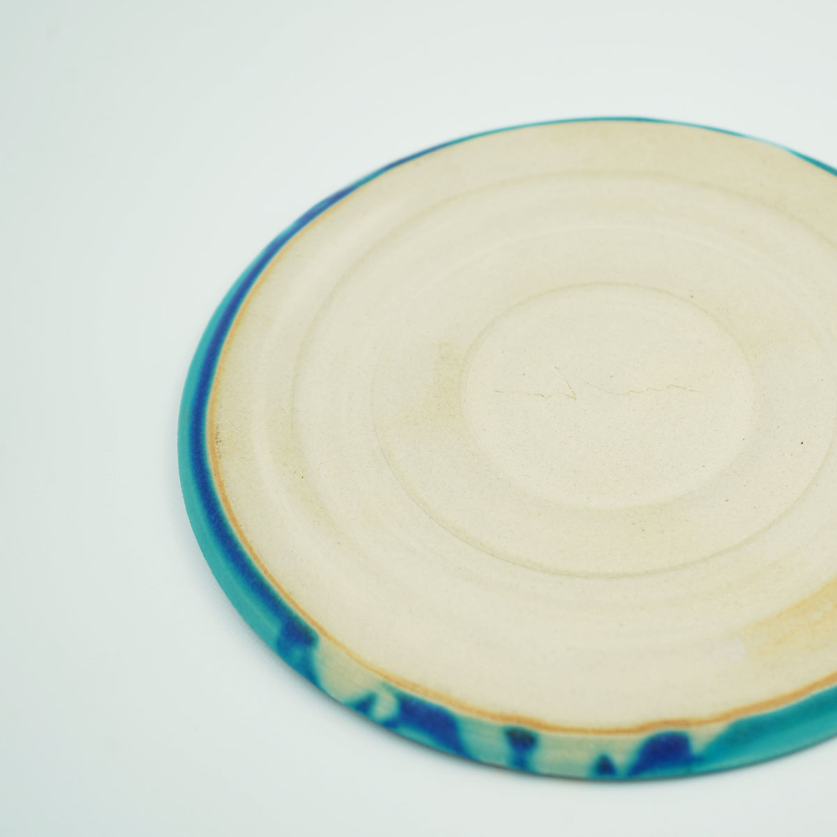 碧釉　6寸フラットプレート(バイカラー）