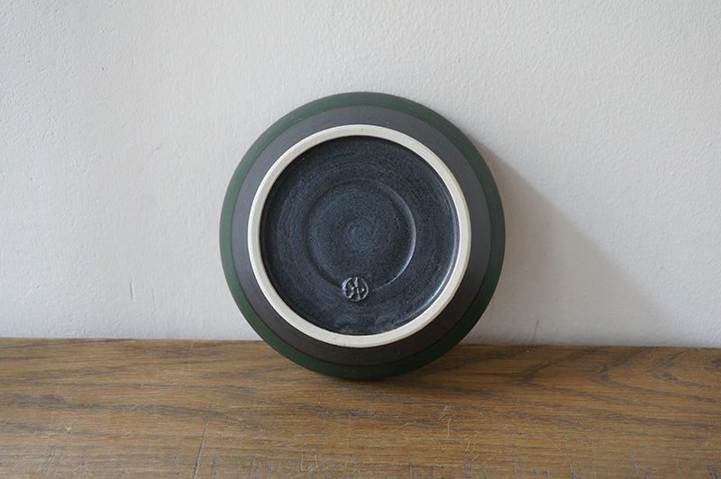 4寸平鉢 緑×黒