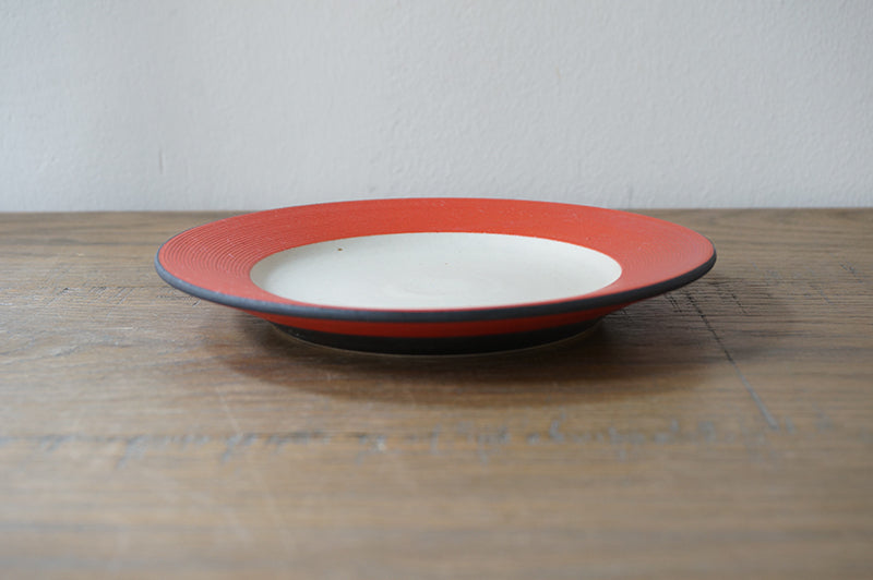 5寸リム皿 赤×白