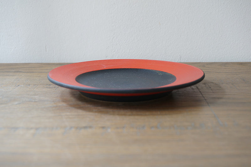 5寸リム皿 赤×黒