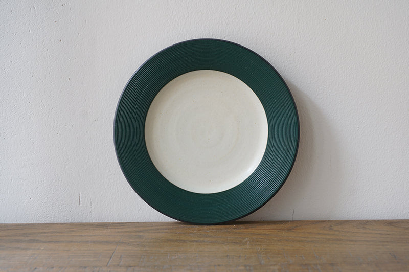 5寸リム皿 緑×白