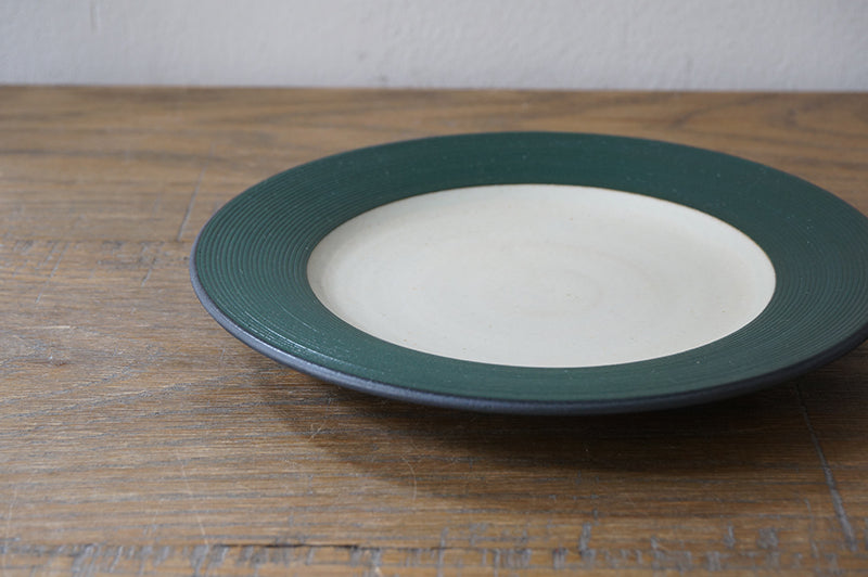 5寸リム皿 緑×白