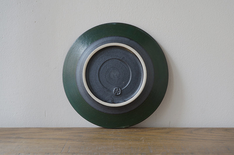 5寸リム皿 緑×黒