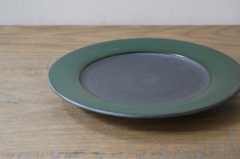 5寸リム皿 緑×黒